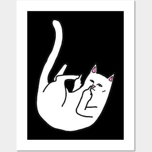 Middle finger cat Posters and Art